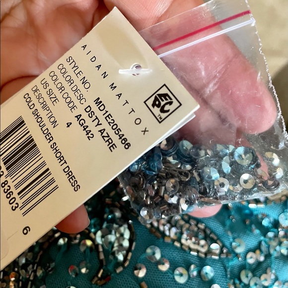 Aidan Mattox Cold Shoulder Beaded Dress 4 - Picture 10 of 10